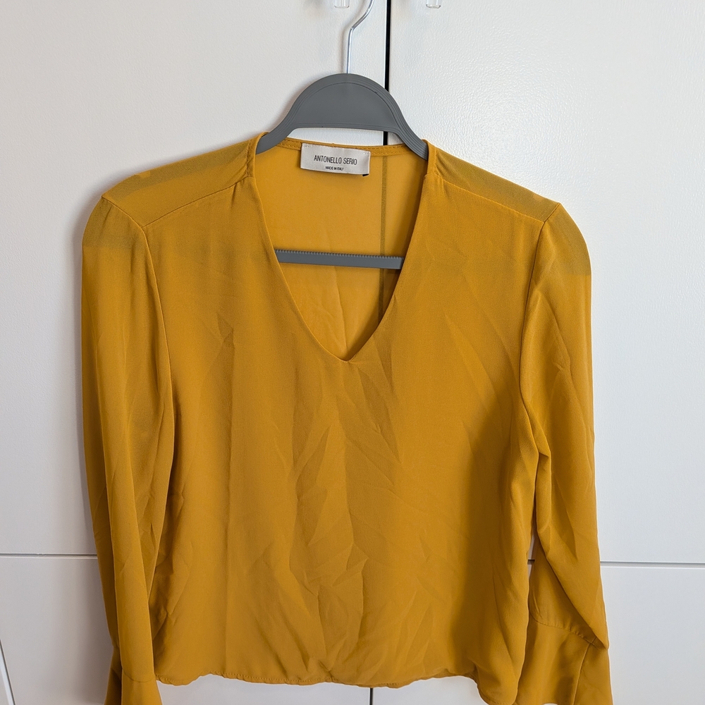 Golden V-Neck Women's Blouse